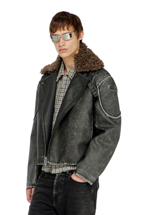 Photo: Diesel Biker jacket with detachable collar - Jackets Mens in Grey