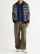 ALEX MILL - Striped Cable-Knit Cotton Cardigan - Blue