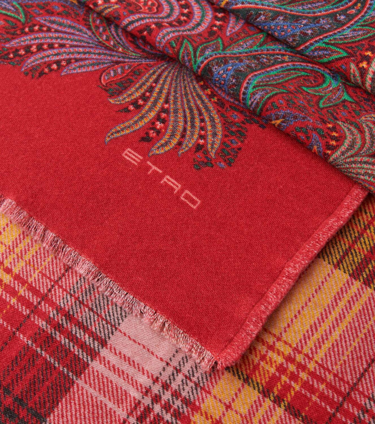 Etro Paisley and checked wool throw
