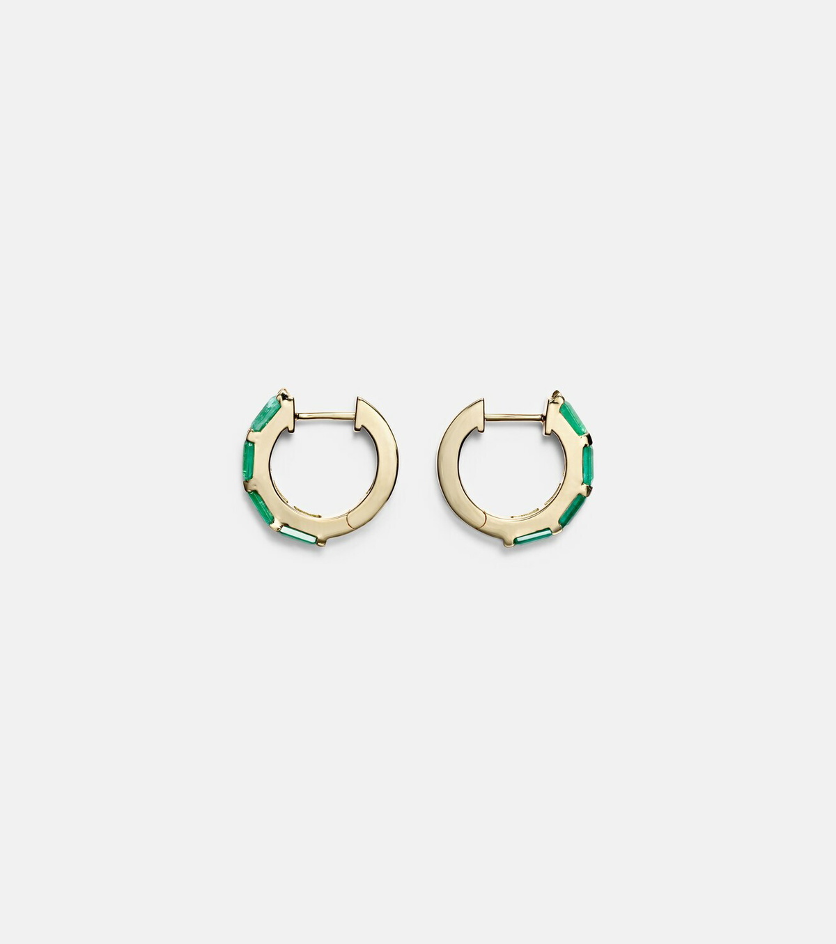Shay Jewelry 18kt gold huggie earrings with emeralds