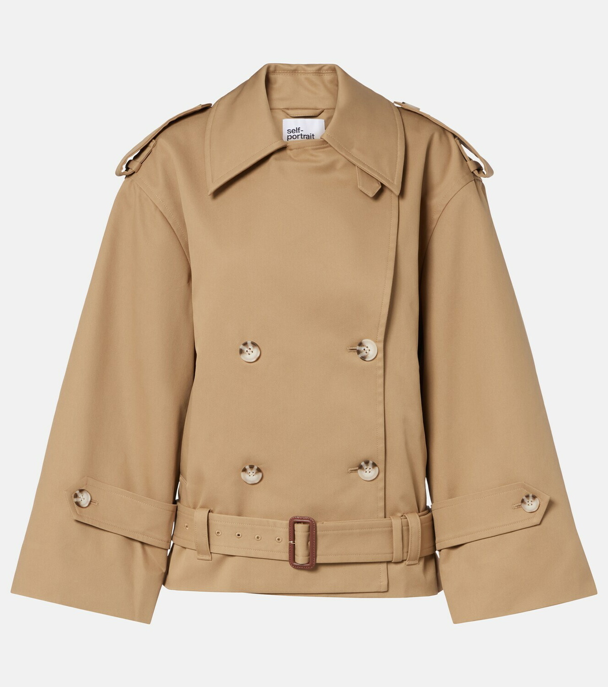 Self-Portrait Cropped gabardine trench coat