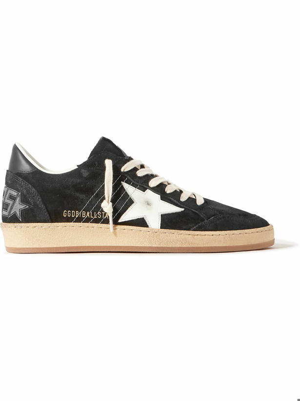Photo: Golden Goose - Ball Star Distressed Suede and Leather Sneakers - Black