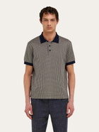 Ferragamo Mens Short sleeve micro check polo in Blue