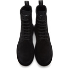 Alexander McQueen Black Suede Flocked Sole Hybrid Boots