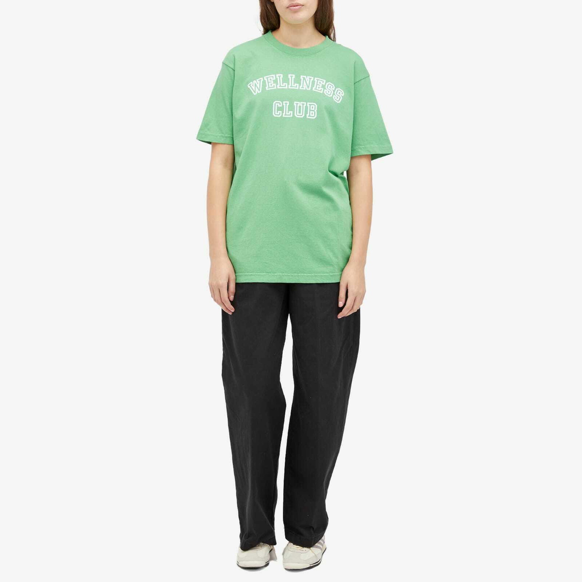 Sporty & Rich Wellness Club Flocked T-Shirt in Verde/White