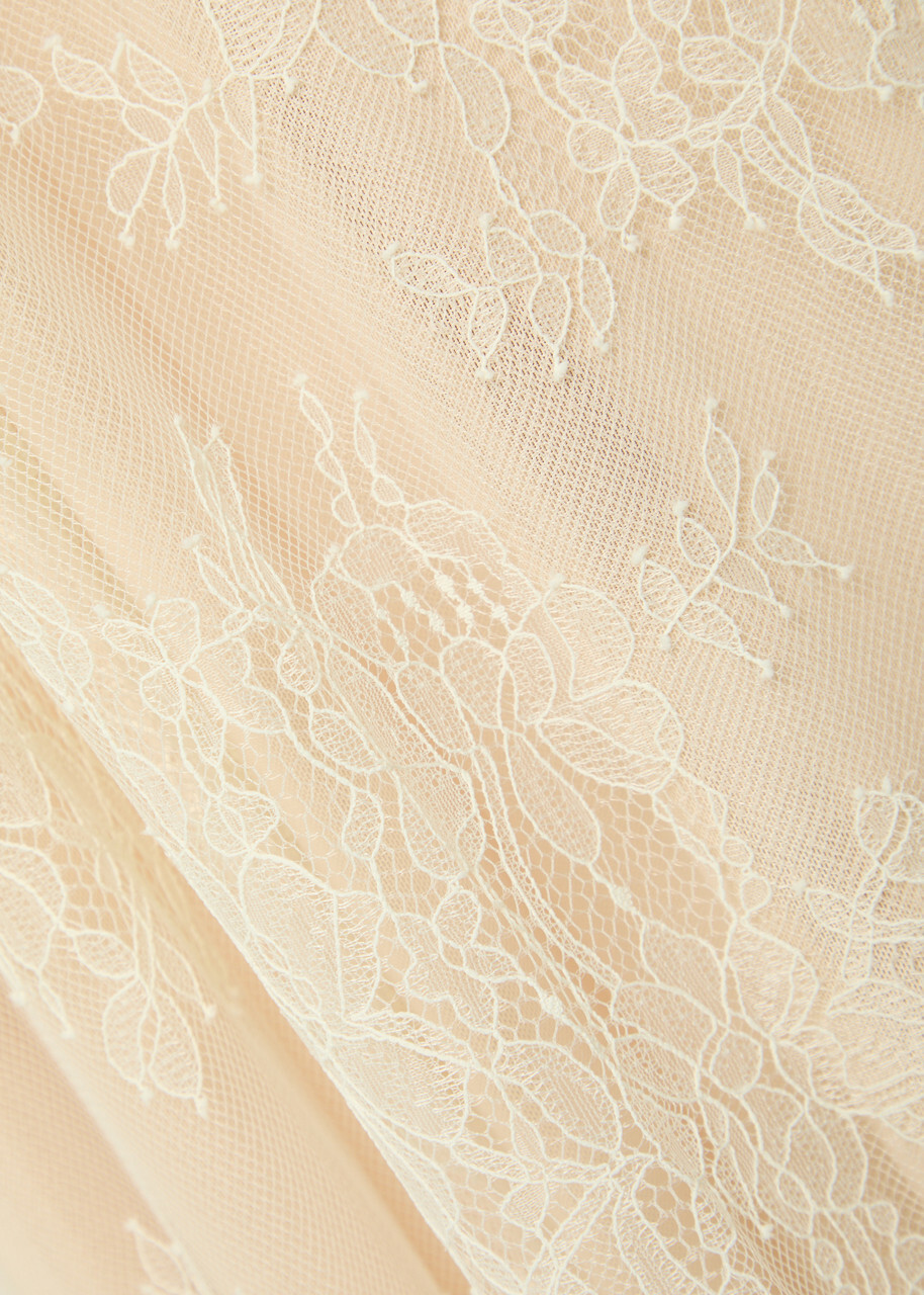 DE LA Vali Amora Scarf-effect Lace Gown Ivory