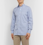 Drake's - Button-Down Collar Striped Cotton-Poplin Shirt - Blue