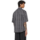 Balenciaga Black and Grey Logo Stripe Pyjama Short Sleeve Shirt