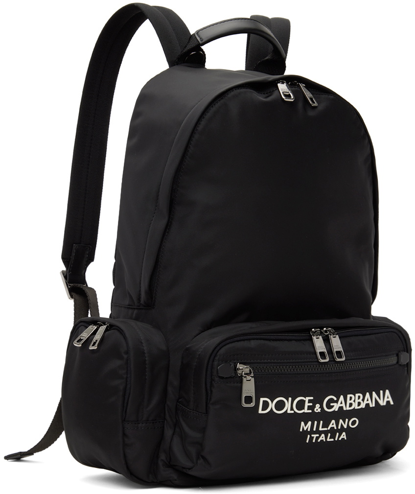 Dolce&Gabbana Black Nylon Rubberized Logo Backpack