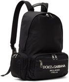 Dolce&Gabbana Black Nylon Rubberized Logo Backpack