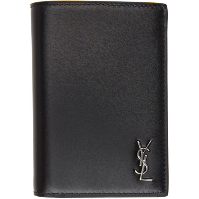 Photo: Saint Laurent Black and Gunmetal Tiny Monogramme Wallet