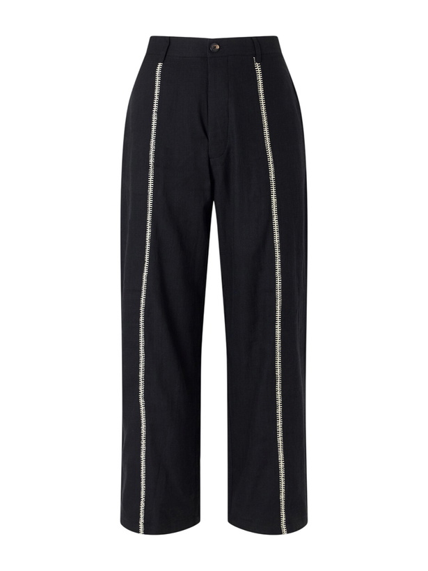 Photo: Kartik Research - Rabari Sultan Straight-Leg Embroidered Cotton Trousers - Black