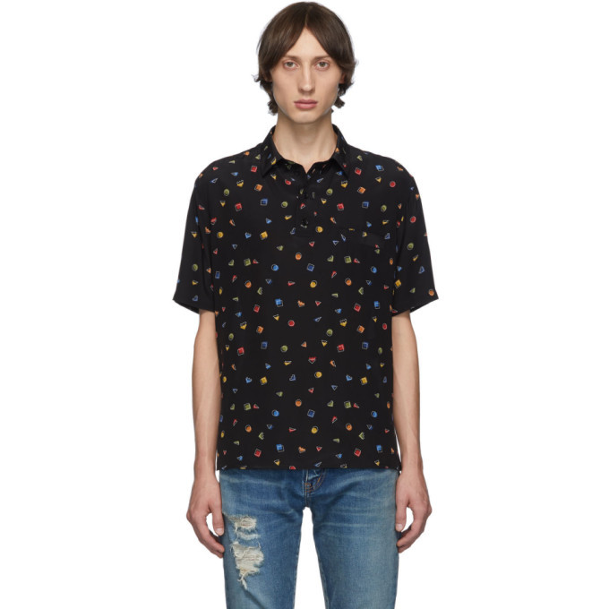 Photo: Saint Laurent Black Gommettes Short Sleeve Shirt