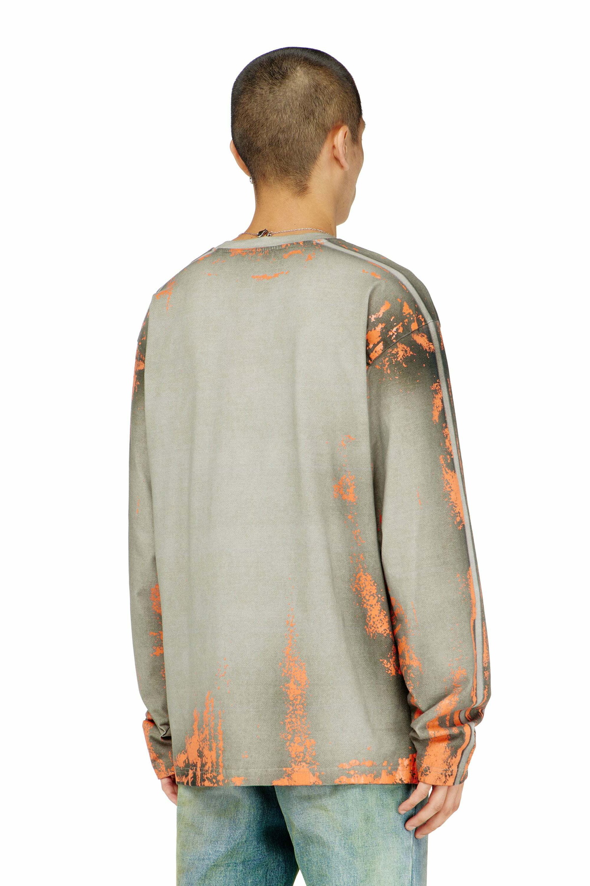 Diesel Long-sleeve T-shirt in cracked jersey - T-Shirts Mens in Multicolor