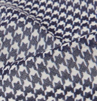 Anderson & Sheppard - Houndstooth Wool and Silk-Blend Pocket Square - Blue