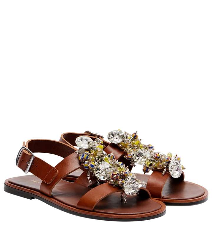 Photo: Dries Van Noten Embellished leather slingback sandals