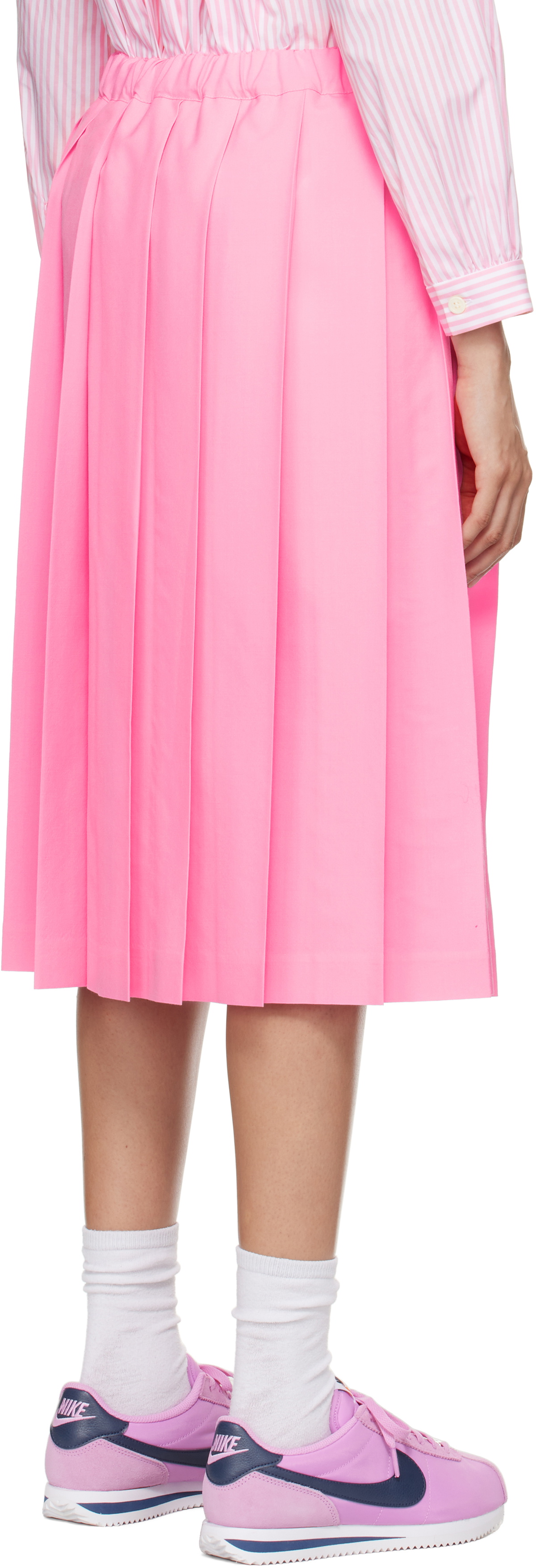 Comme des Garçons Girl Pink Tropical Wool Midi Skirt