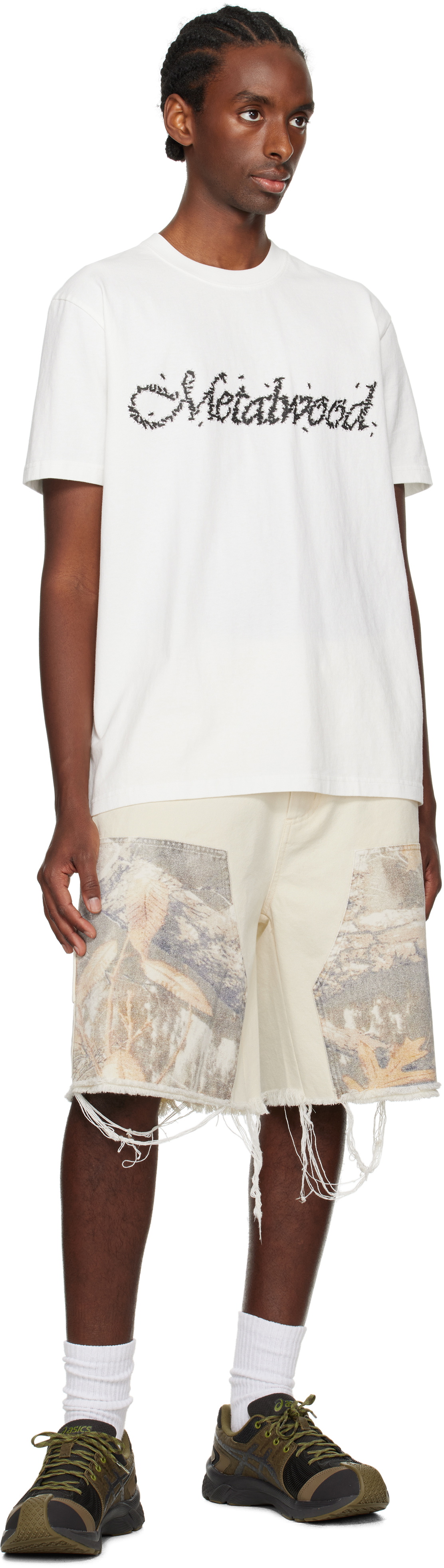 Metalwood Studio SSENSE Exclusive Off-White Cut Off Carpenter Shorts