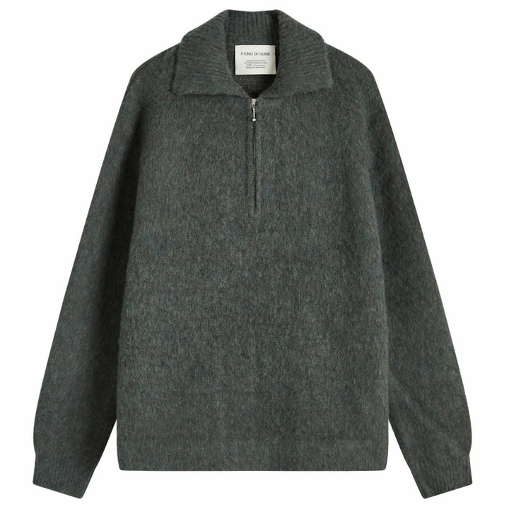 Photo: A Kind of Guise Men's Sechura Zip Polo Shirt in Green Shadow Melange