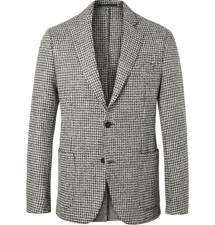 Photo: Officine Generale - Grey Slim-Fit Unstructured Houndstooth Wool-Tweed Blazer - Men - Black