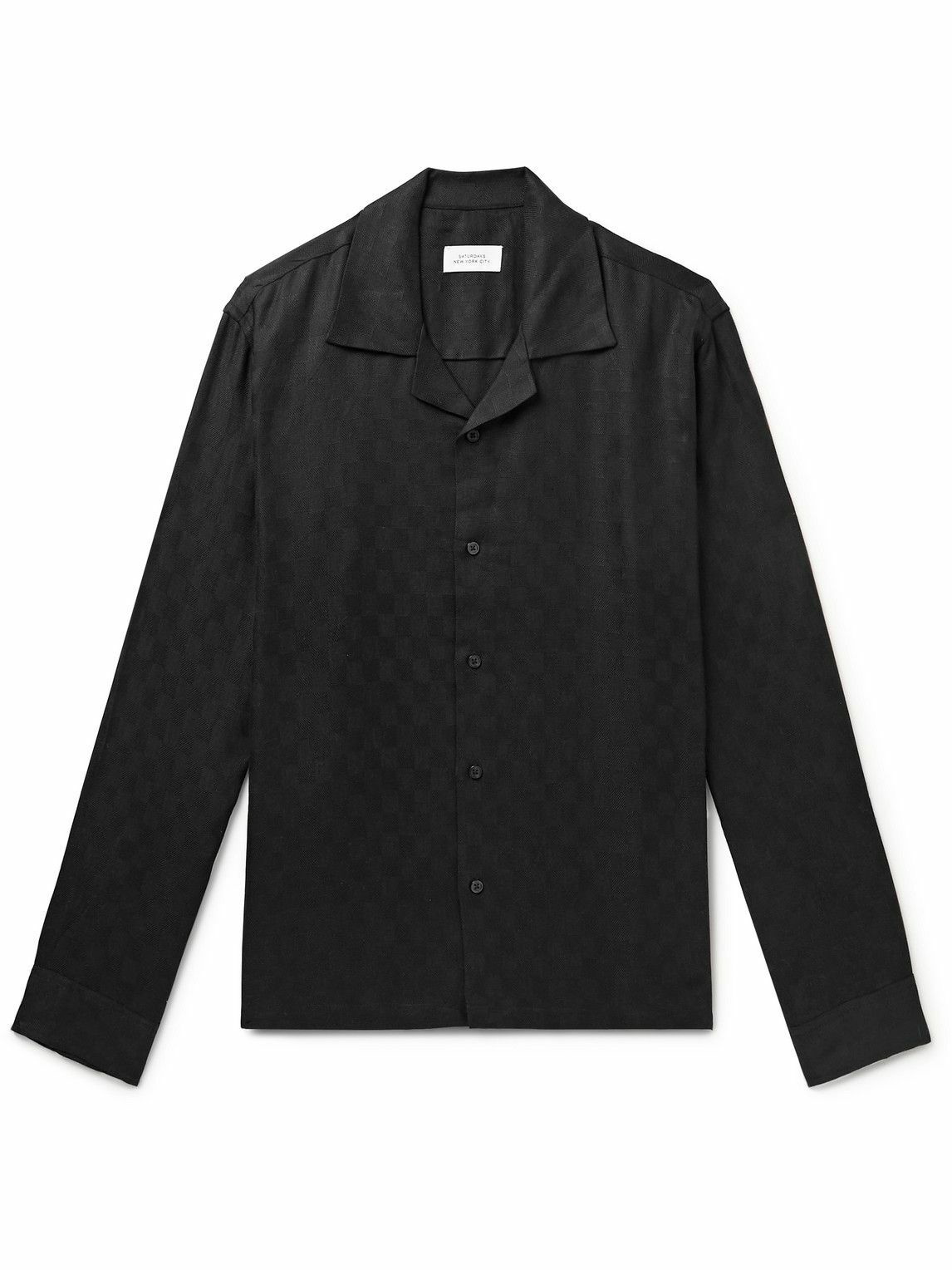 silk camp collar shirt - black