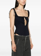 Elena Velez Navy Blue Front Slit Sleeveless Top