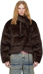Ottolinger Brown Furry Strappy Puffer Down Jacket