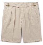 Rubinacci - Manny Pleated Stretch-Cotton Twill Shorts - Men - Sand