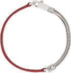 Rick Owens Red & Silver Snakechain Choker
