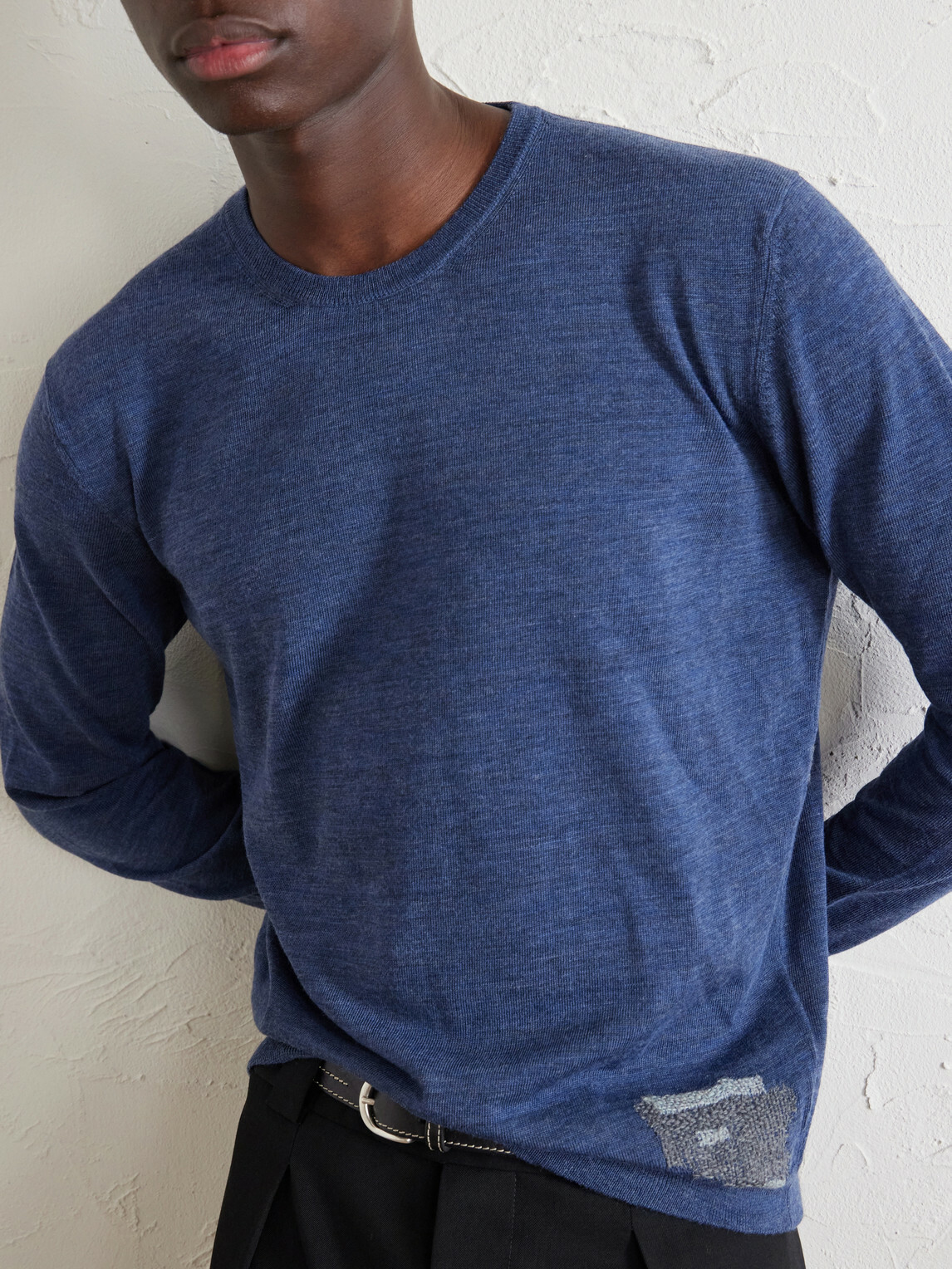 Maison Margiela - Wool-Blend Mended Sweater - Blue