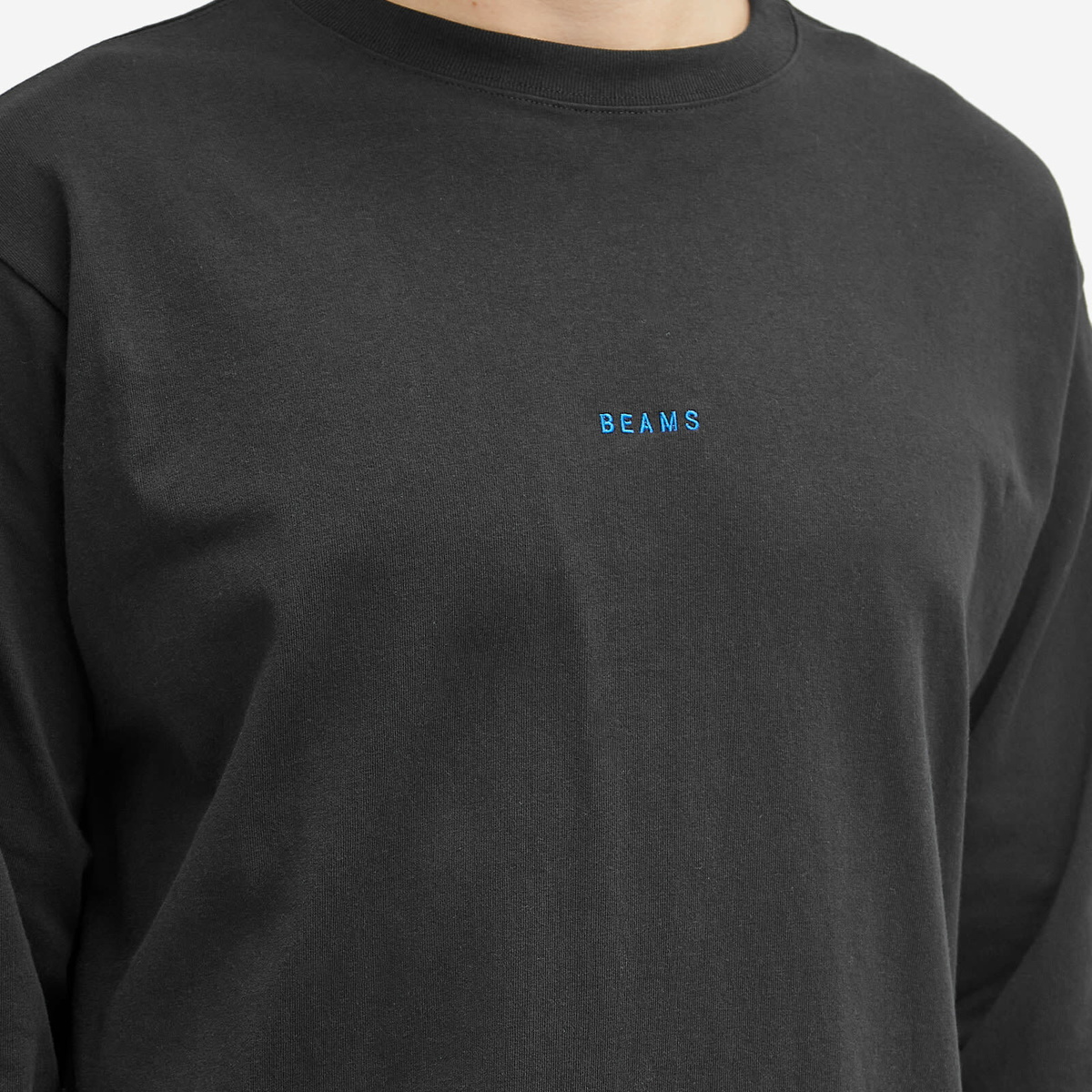 BEAMS Men's Mini Logo Long Sleeve T-Shirt in Black Beams Boy