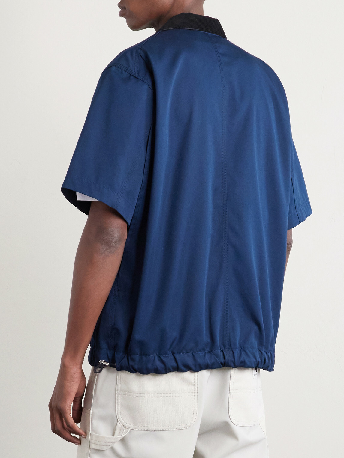 Sacai - Carhartt WIP Logo-Appliquéd Corduroy-Trimmed Cotton-Canvas Shirt - Blue