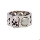 Alexander McQueen Men's Skull & Pearl Ring in Silver