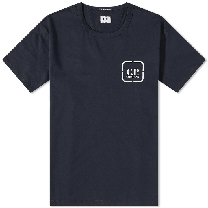 Photo: C.P. Company Men's Metropolis Box Logo T-Shirt in Total Eclipse