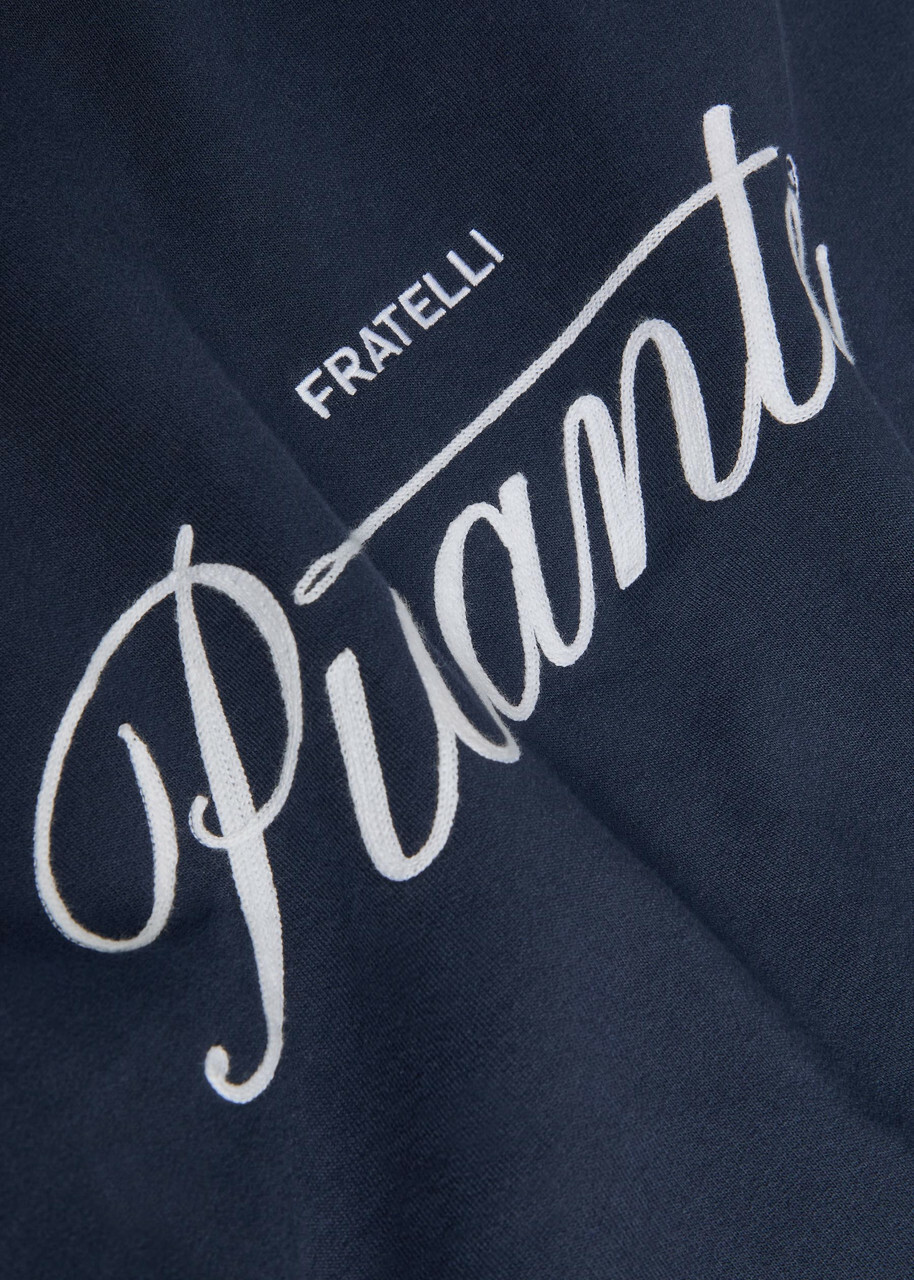 Picante Tailor Embroidered Hooded Cotton Sweatshirt Navy