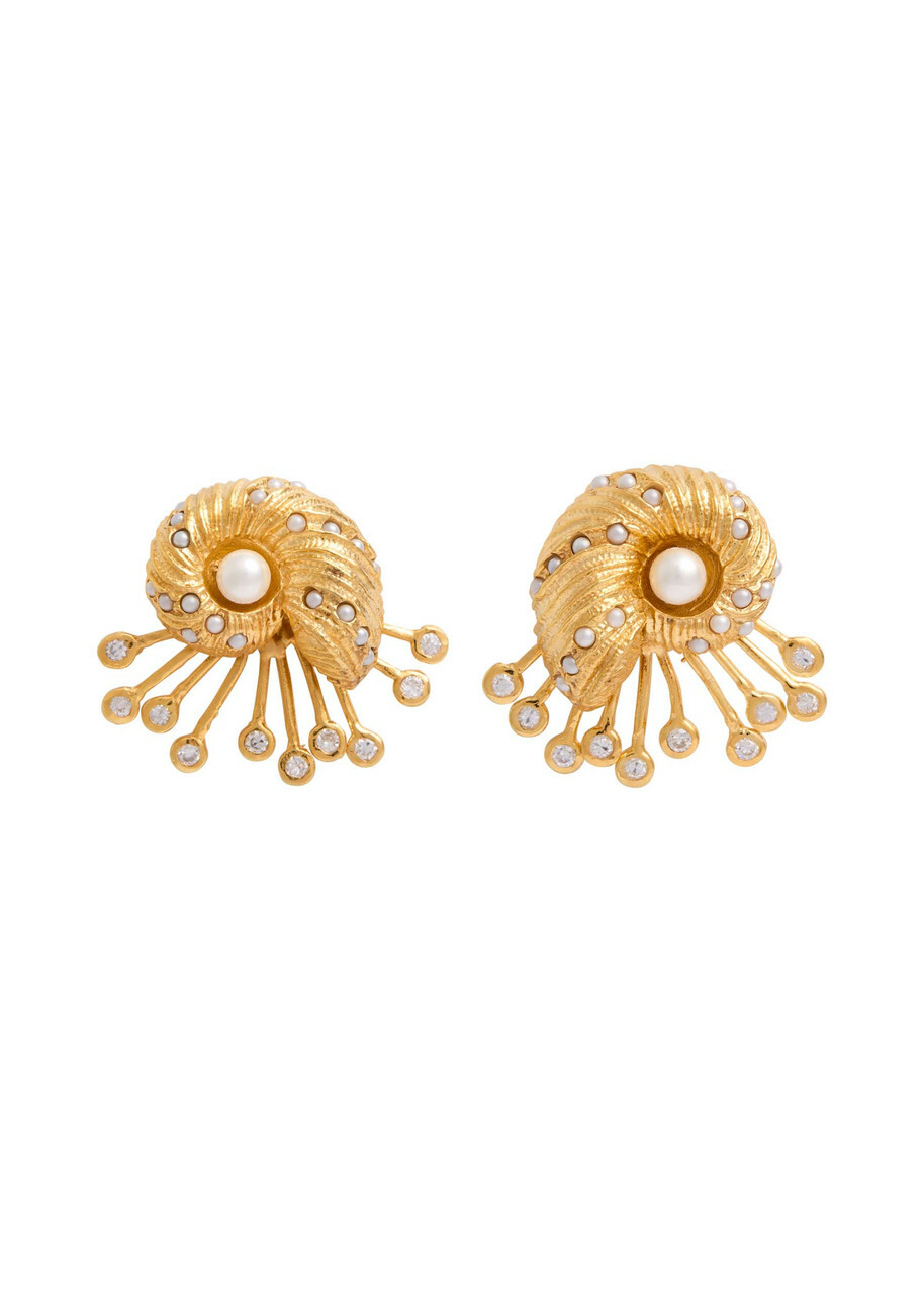 Joanna Laura Constantine Seashell 18kt Gold-plated Stud Earrings - One Size