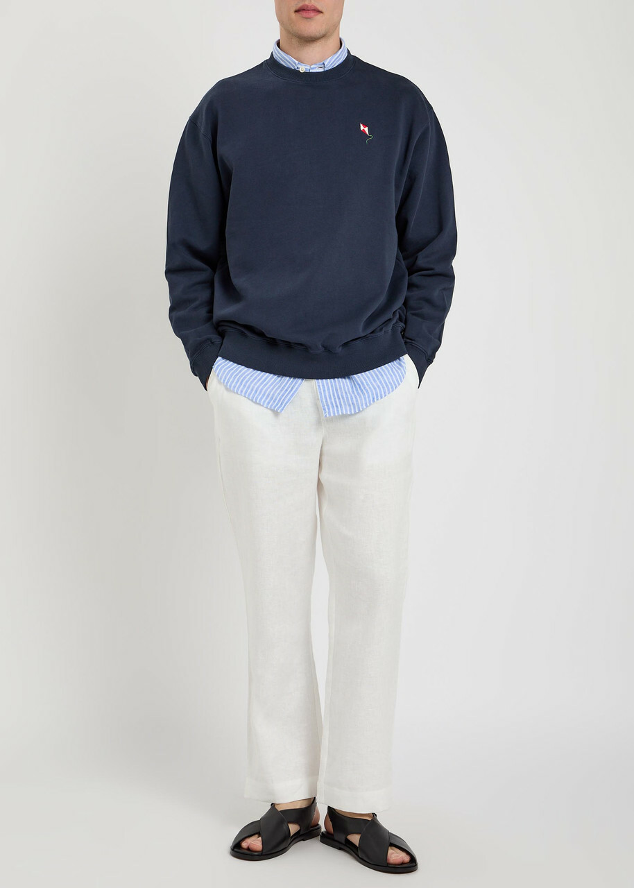 Forét Embroidered Cotton Sweatshirt Navy