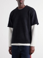 NAHMIAS - Two-Tone Layered Brushed Sweater - Black