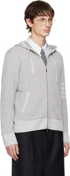 Thom Browne Gray Textured Striped Stitch 4-Bar Relaxed Fit Hoodie