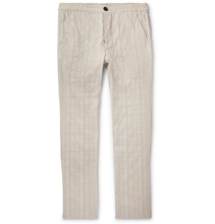 Photo: Oliver Spencer - Beckford Striped Linen and Cotton-Blend Jacquard Trousers - Sand