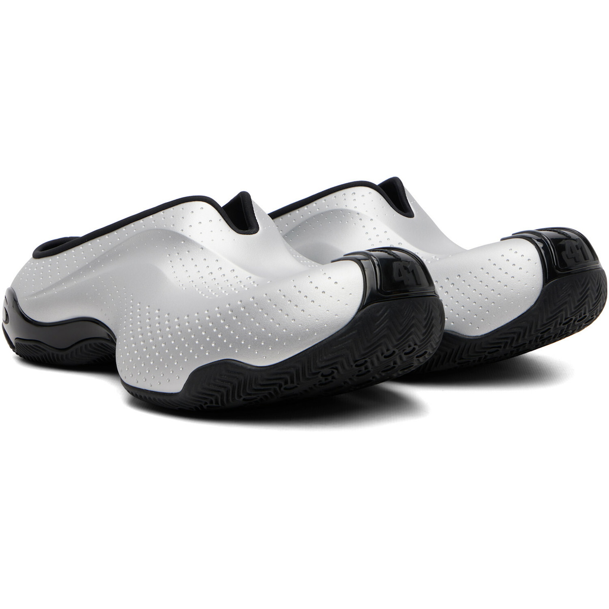 Balenciaga Silver & Black Basketball Slip On Flats