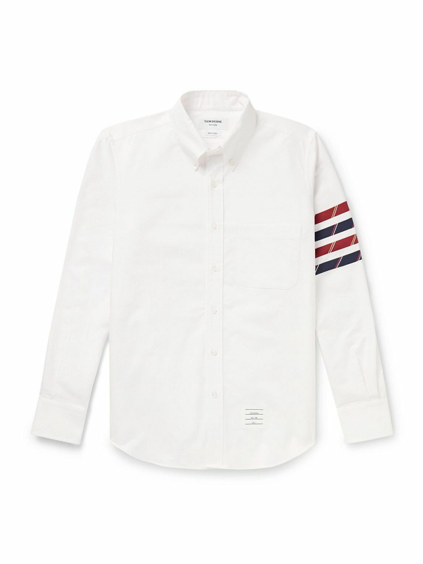 Photo: Thom Browne - Button-Down Collar Grosgrain-Trimmed Cotton Oxford Shirt - White