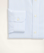 Brooks Brothers Men's Stretch Regent Regular-Fit Dress Shirt, Non-Iron Poplin Button-Down Collar Pencil Stripe | Light Blue