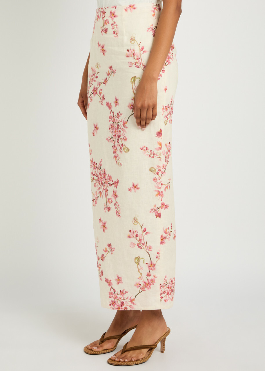 Agua BY Agua Bendita Lirica Floral-print Linen Maxi Skirt Multicoloured