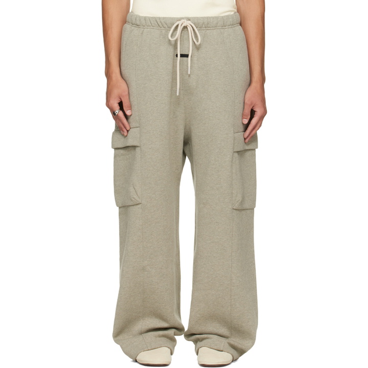 Photo: Fear of God ESSENTIALS Gray Cargo Field Sweatpants