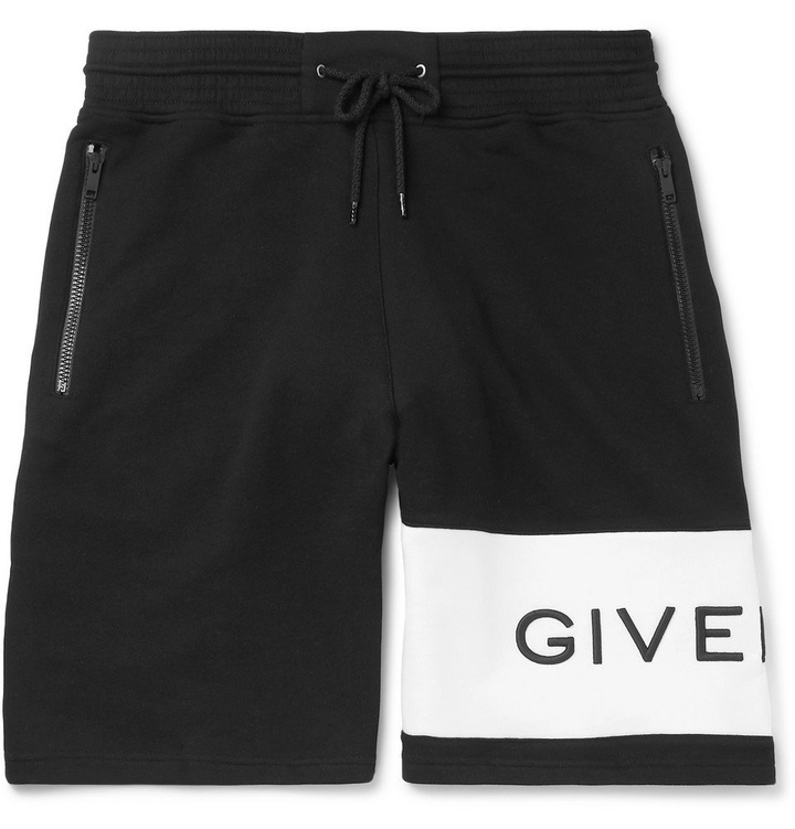 Photo: Givenchy - Logo-Embroidered Loopback Cotton-Jersey Drawstring Shorts - Men - Black