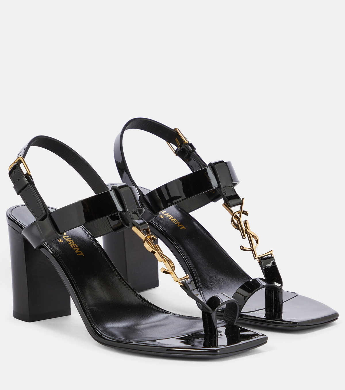 Saint laurent cassandra patent leather sandals hot sale