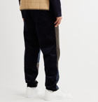 Comme des Garçons SHIRT - Patchwork Wool-Trimmed Cotton-Corduroy Trousers - Blue