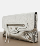 Balenciaga Le City metallic leather clutch