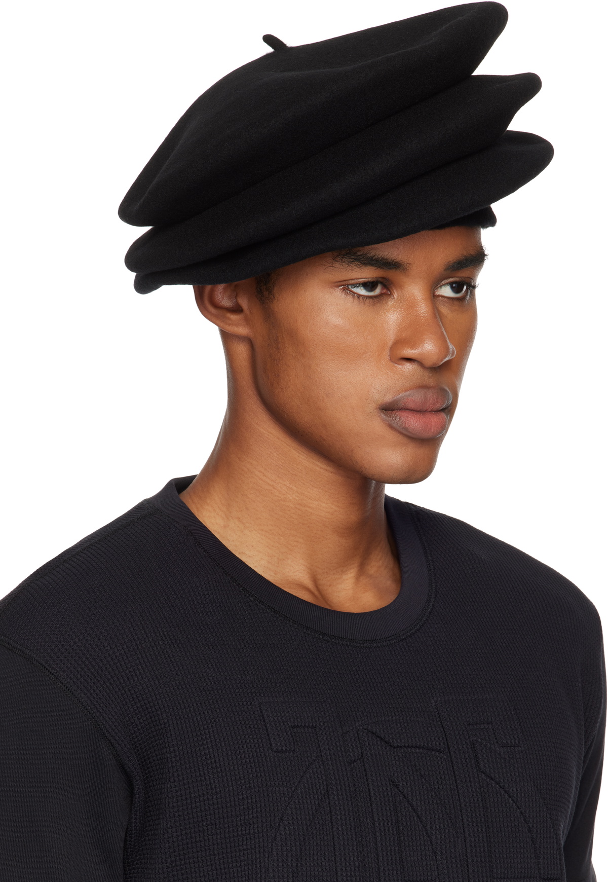 Jean Paul Gaultier Black 'The Concertina' Beret Jean Paul Gaultier